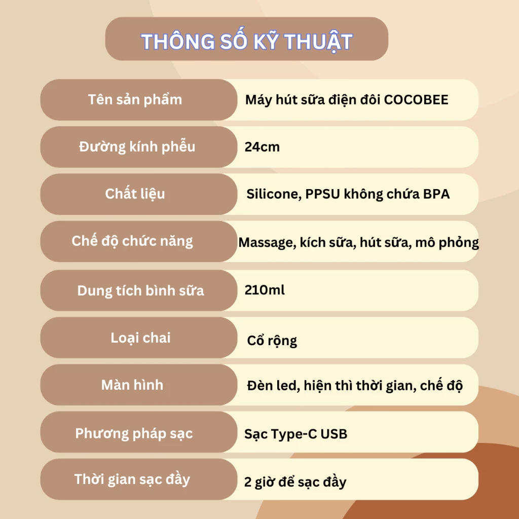 Máy hút sữa điện đôi COCOBEE cầm tay