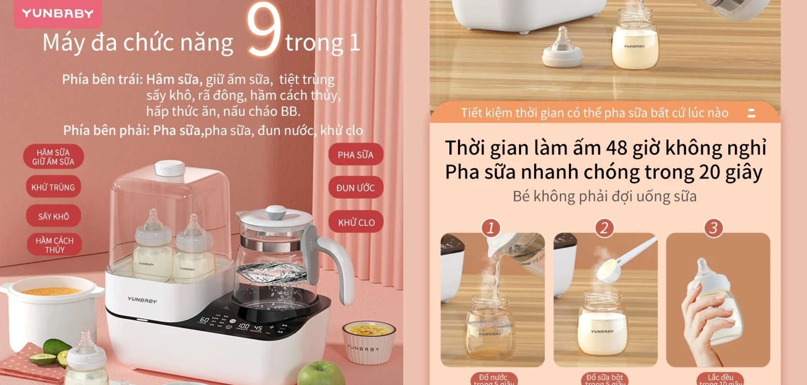 Máy Hâm Sữa Tiệt Trùng Yunbaby X16