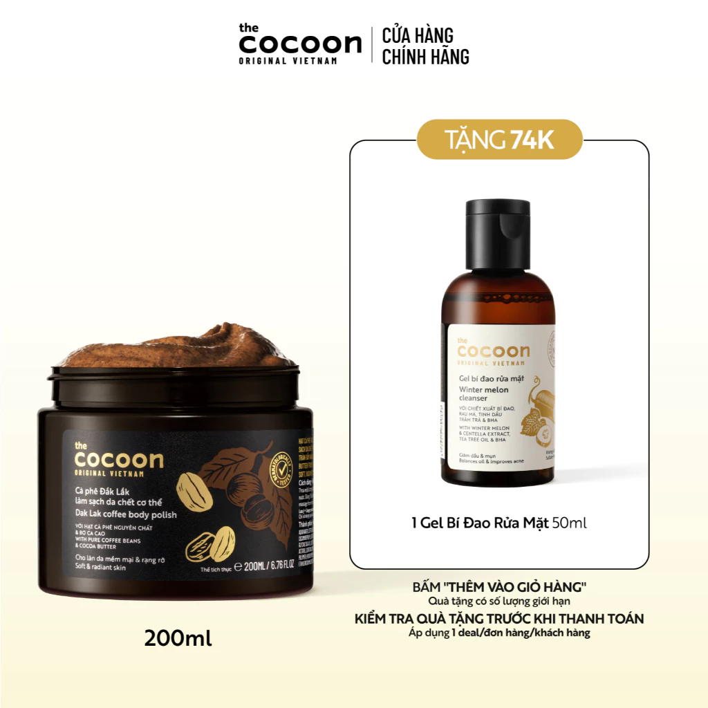 Tẩy da chết cơ thể cà phê Đắk Lắk Cocoon