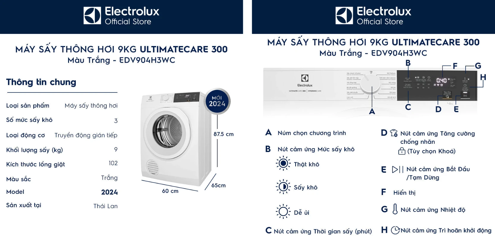 Máy sấy Electrolux EDV904H3WC