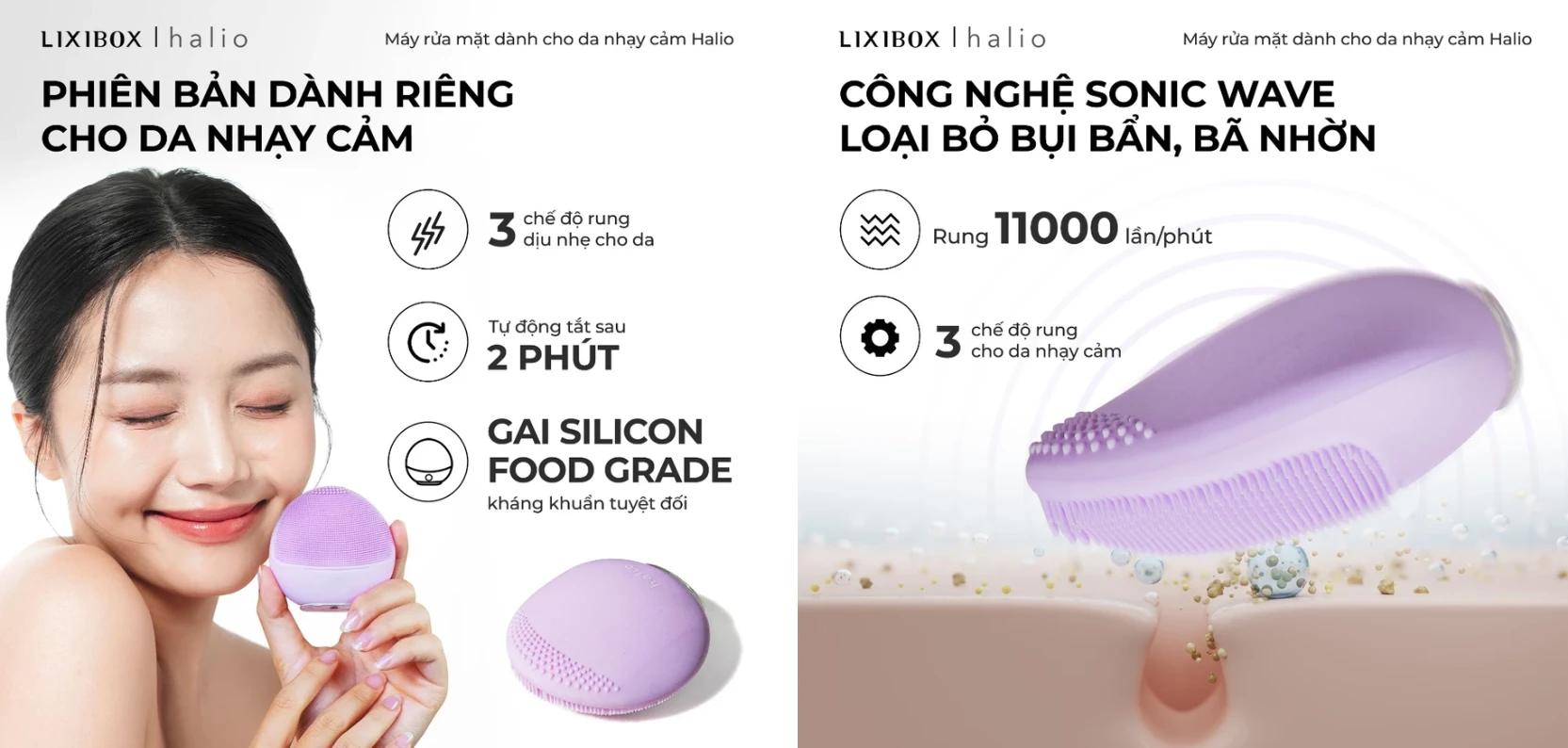 máy rửa mặt Halio Sensitive