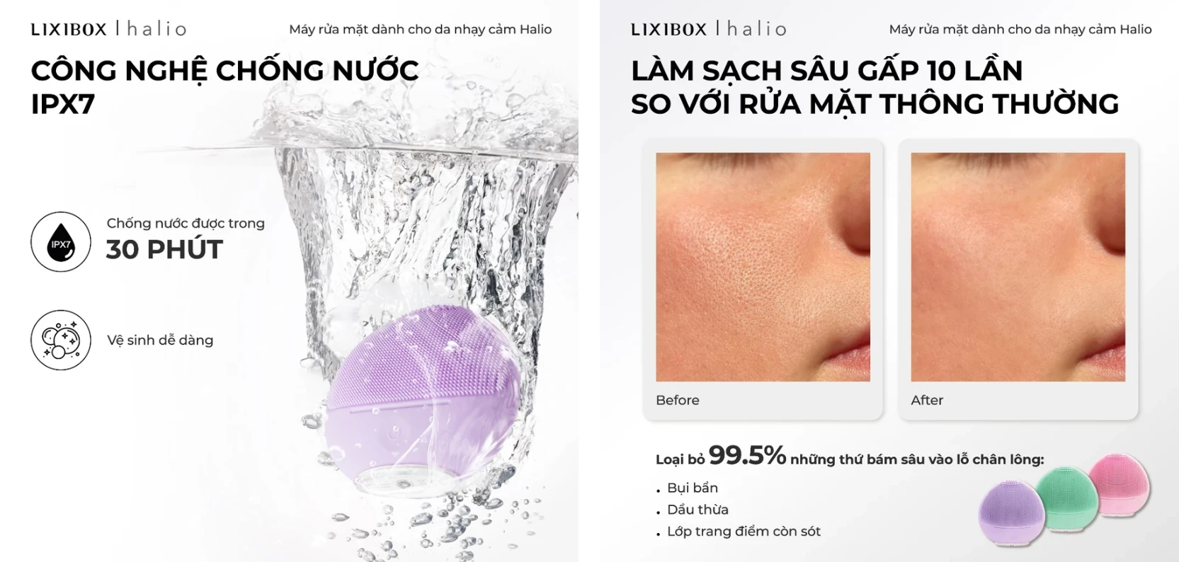 máy rửa mặt Halio Sensitive