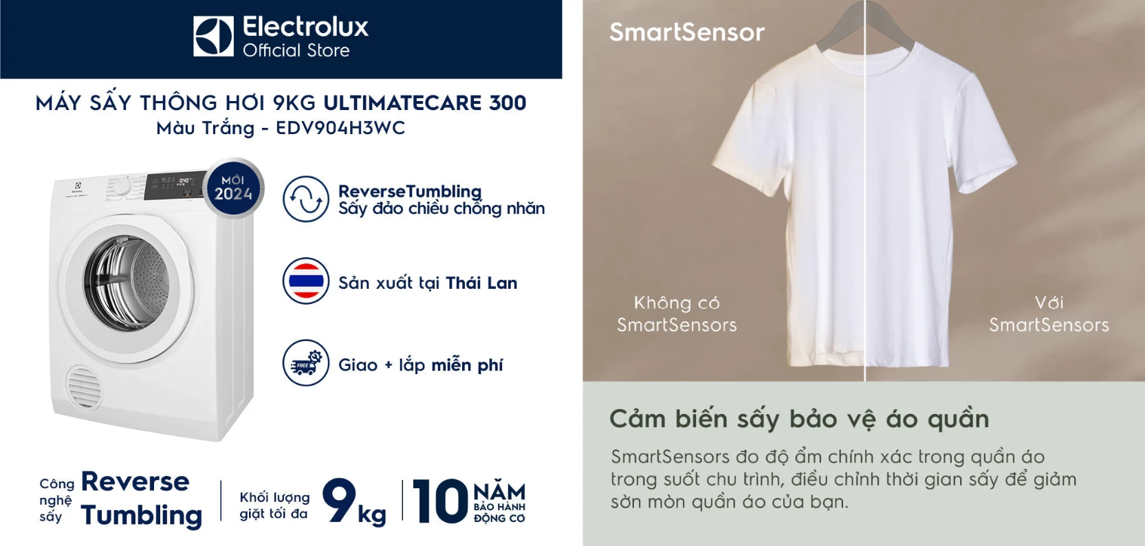 Máy sấy Electrolux EDV904H3WC